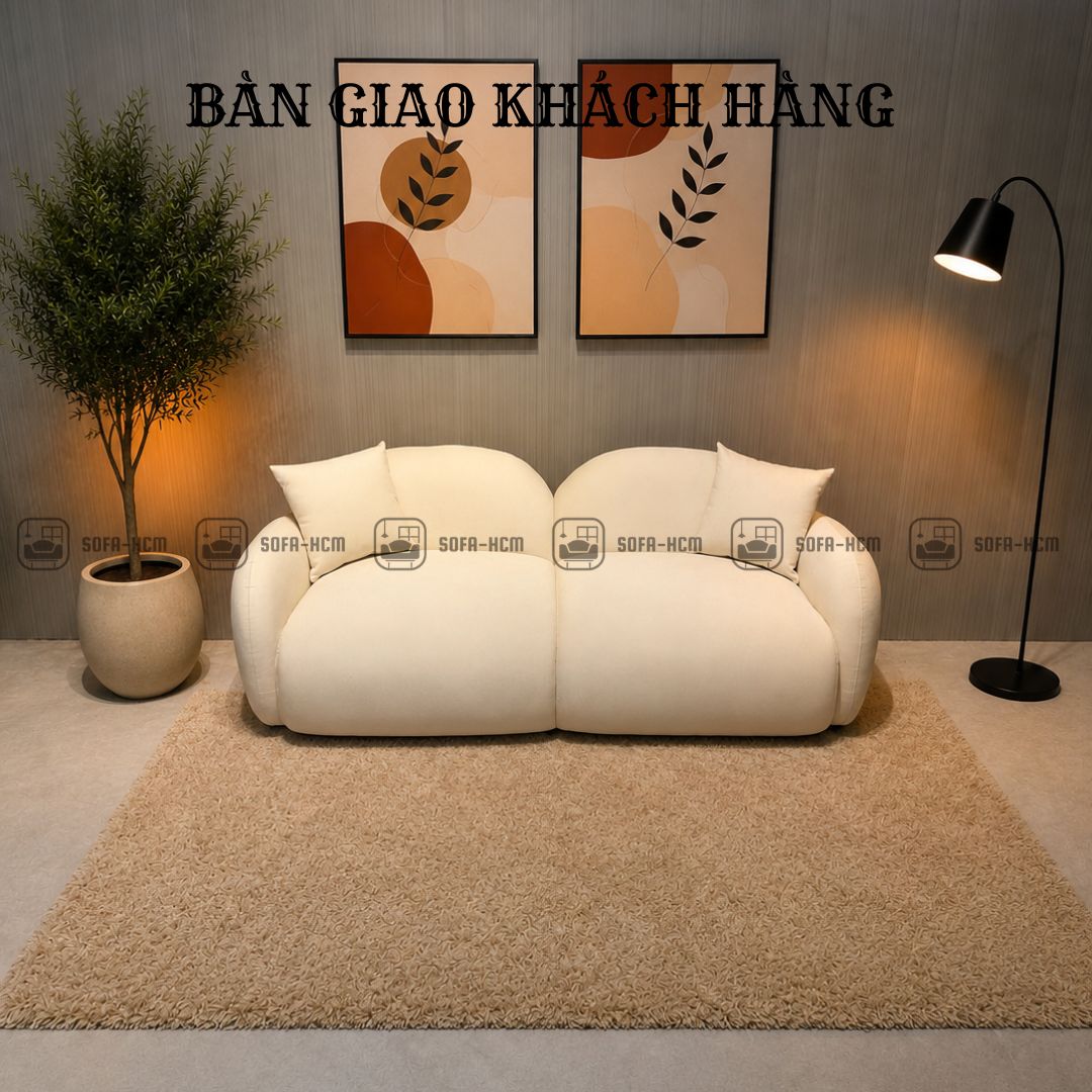 Sofa băng màu kem hiện đại