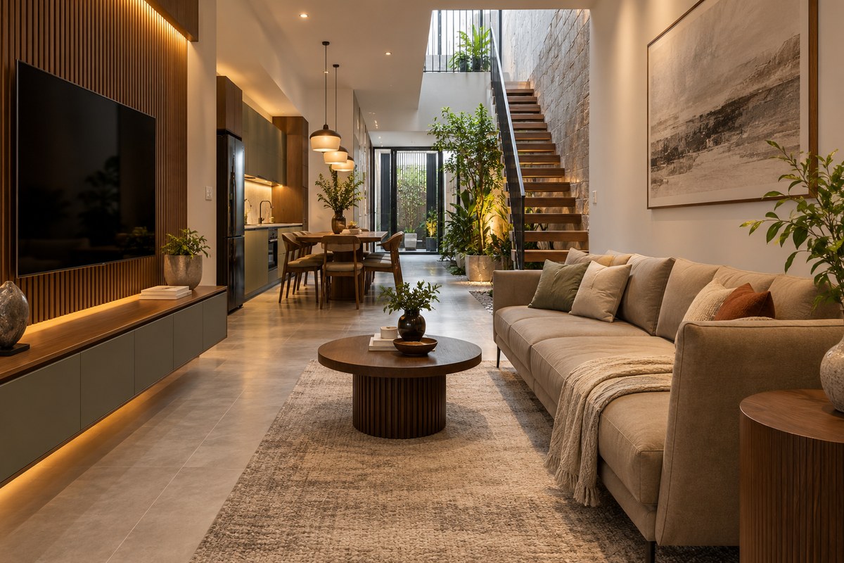 sofa nhà ống ngang 3m – ảnh minh họa thiết kế riêng
