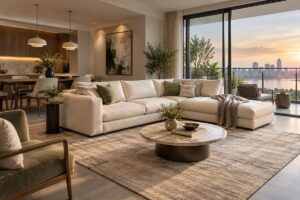 sofa góc L chung cư – ảnh minh họa thiết kế riêng