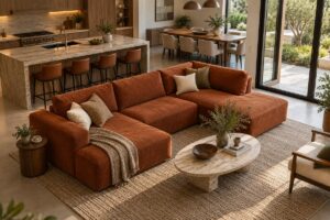 sofa phòng khách liền bếp – ảnh minh họa thiết kế riêng