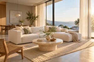 sofa phòng khách có cửa kính – ảnh minh họa thiết kế riêng