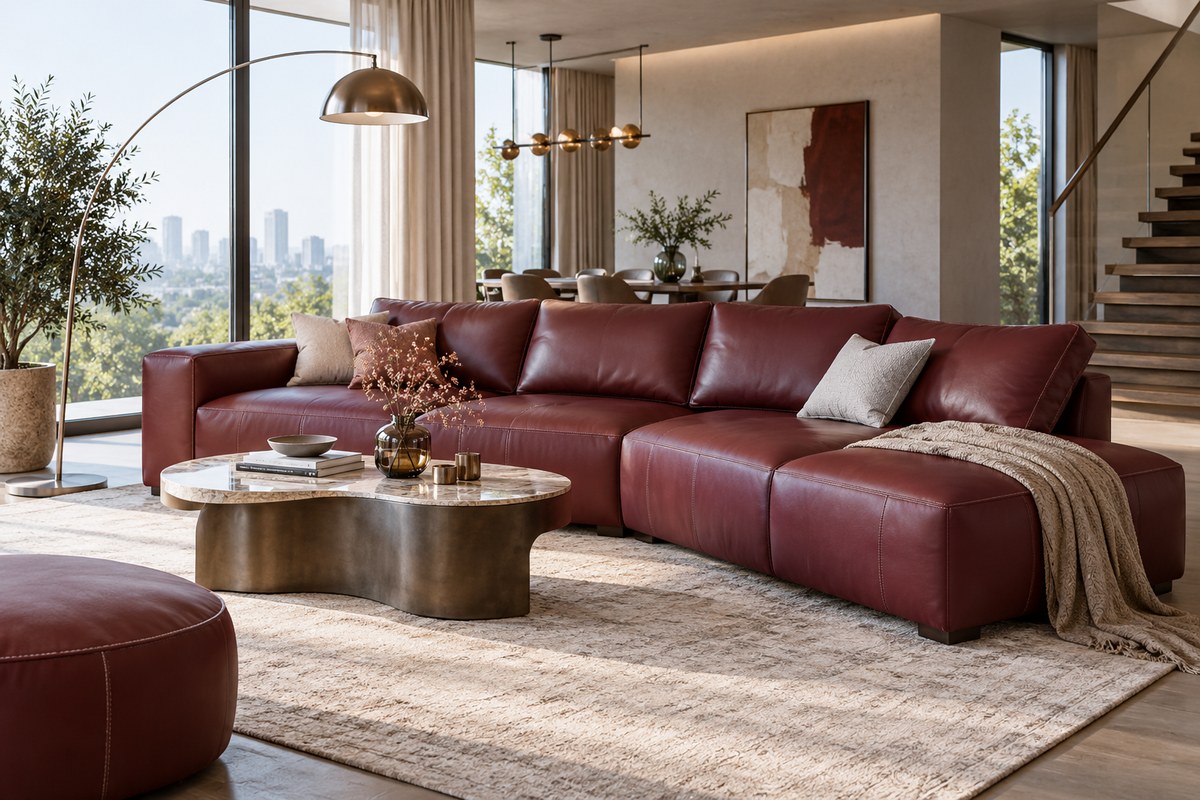 sofa da công nghiệp gia đình – ảnh minh họa thiết kế riêng