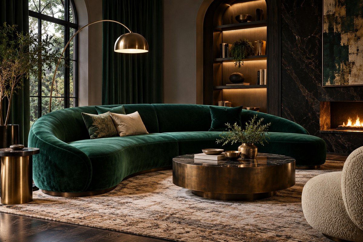 sofa nhung phòng khách – ảnh minh họa thiết kế riêng