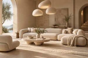 sofa màu be phòng khách – ảnh minh họa thiết kế riêng