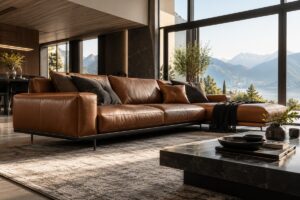 sofa màu nâu bò hiện đại – ảnh minh họa thiết kế riêng