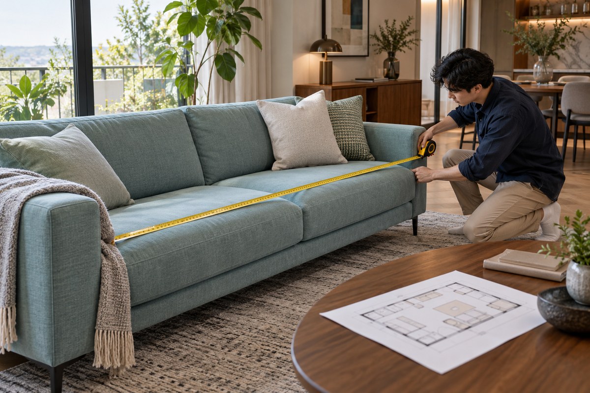 đo sofa trước khi đặt mua – ảnh minh họa thiết kế riêng
