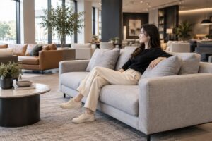 ngồi thử sofa trước khi mua – ảnh minh họa thiết kế riêng