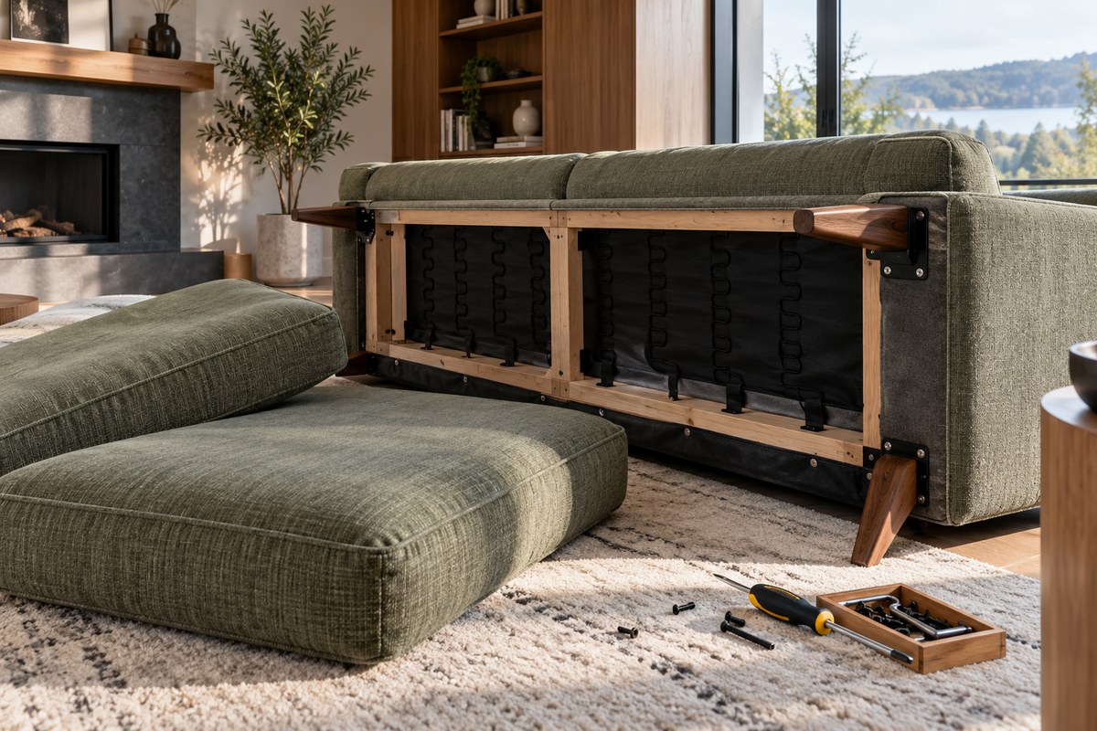 sofa bị kêu khi ngồi – ảnh minh họa thiết kế riêng