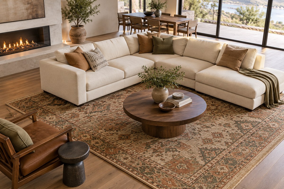 chọn thảm cho sofa phòng khách – ảnh minh họa thiết kế riêng