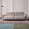 Sofa băng chỉnh điện thư giãn hiện đại bọc vải sọc kem xám nhìn chính diện
